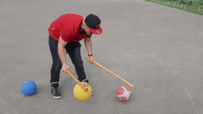 Start off with the left ball